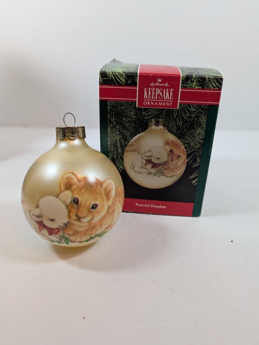 Hallmark Keepsake "Peaceful Kingdom" dated 1990 glass ornament MIB